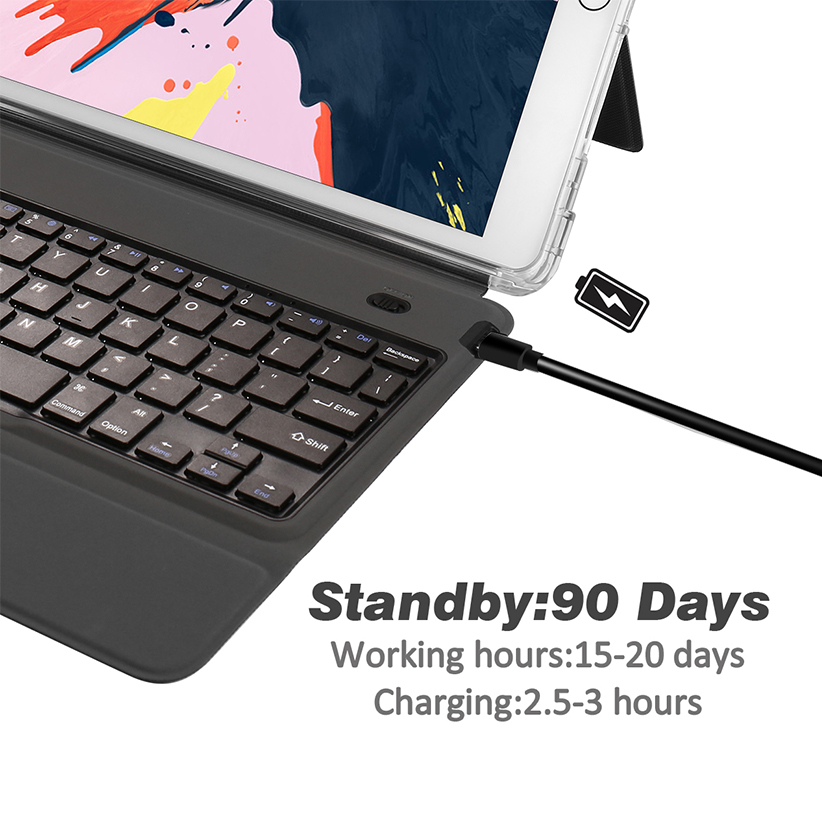 iPad Wireless Bluetooth Keyboard Case, Smart Magnetic Detachable Kickstand case  with Pencil Holder, Auto Sleep Wake Up
